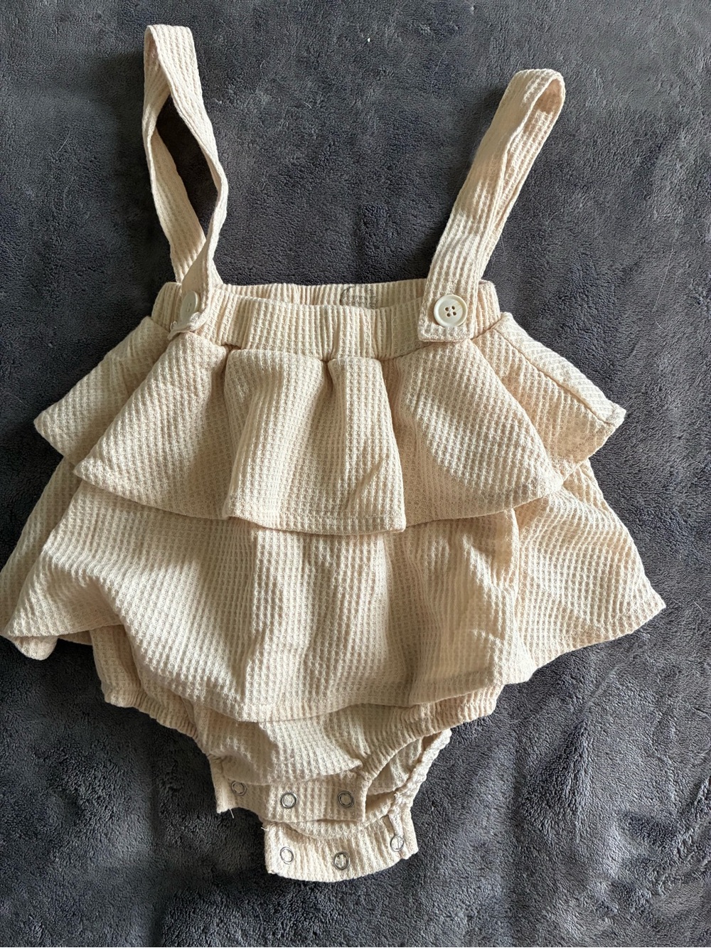 Cream Ruffle One-Piece Romper for Baby Girls